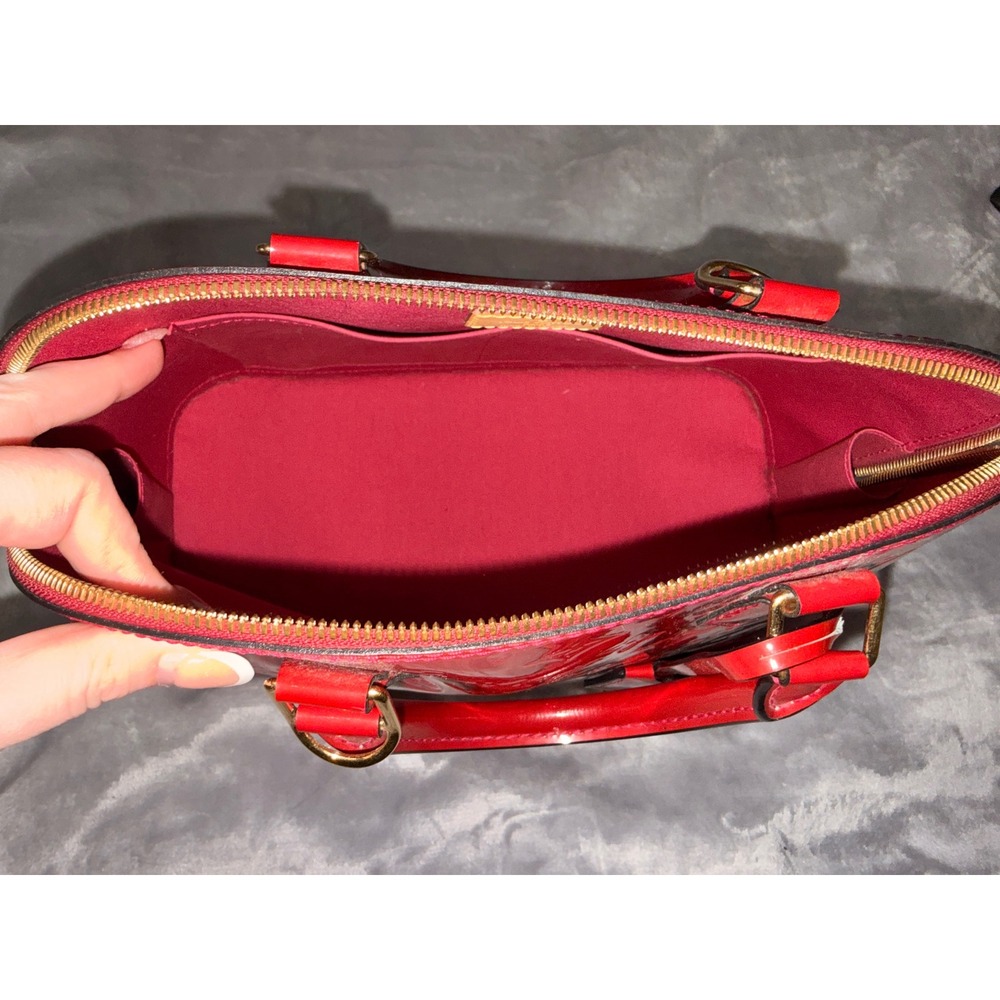 Louis Vuitton Alma PM Monogram Vernis Leather Red Pomme D'Amour FL4143 w/ COA - Picture 11 of 16